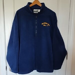 USS George Bush CVN 77 Quarter Zip Sweatshirt Men's Size Large Fleece Navy Blue